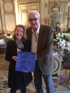 Hubert de Givenchy presented with Turnbull Pottery plate